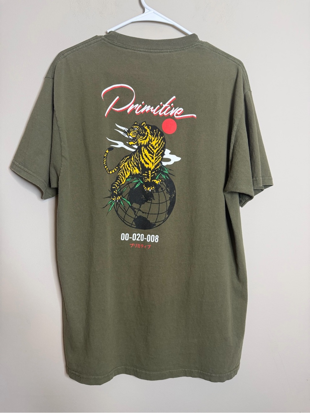 Primitive Men's Large Olive Green‎ Graphic T-Shirt Tiger Short Sleeve